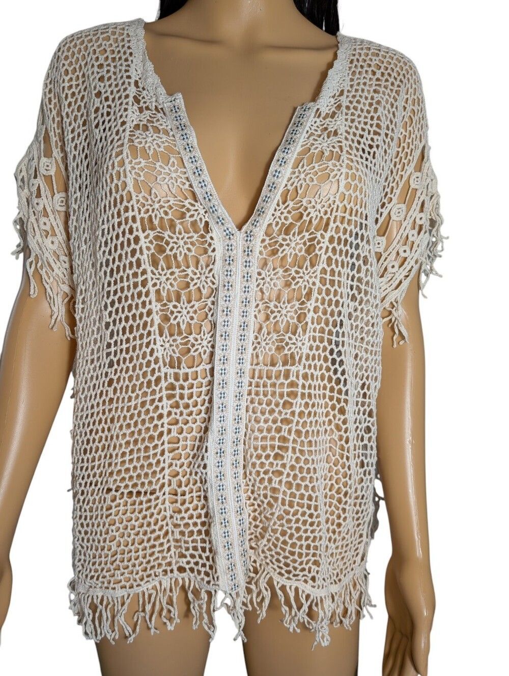 Maurice's Crochet Top Cover Up with Fringes